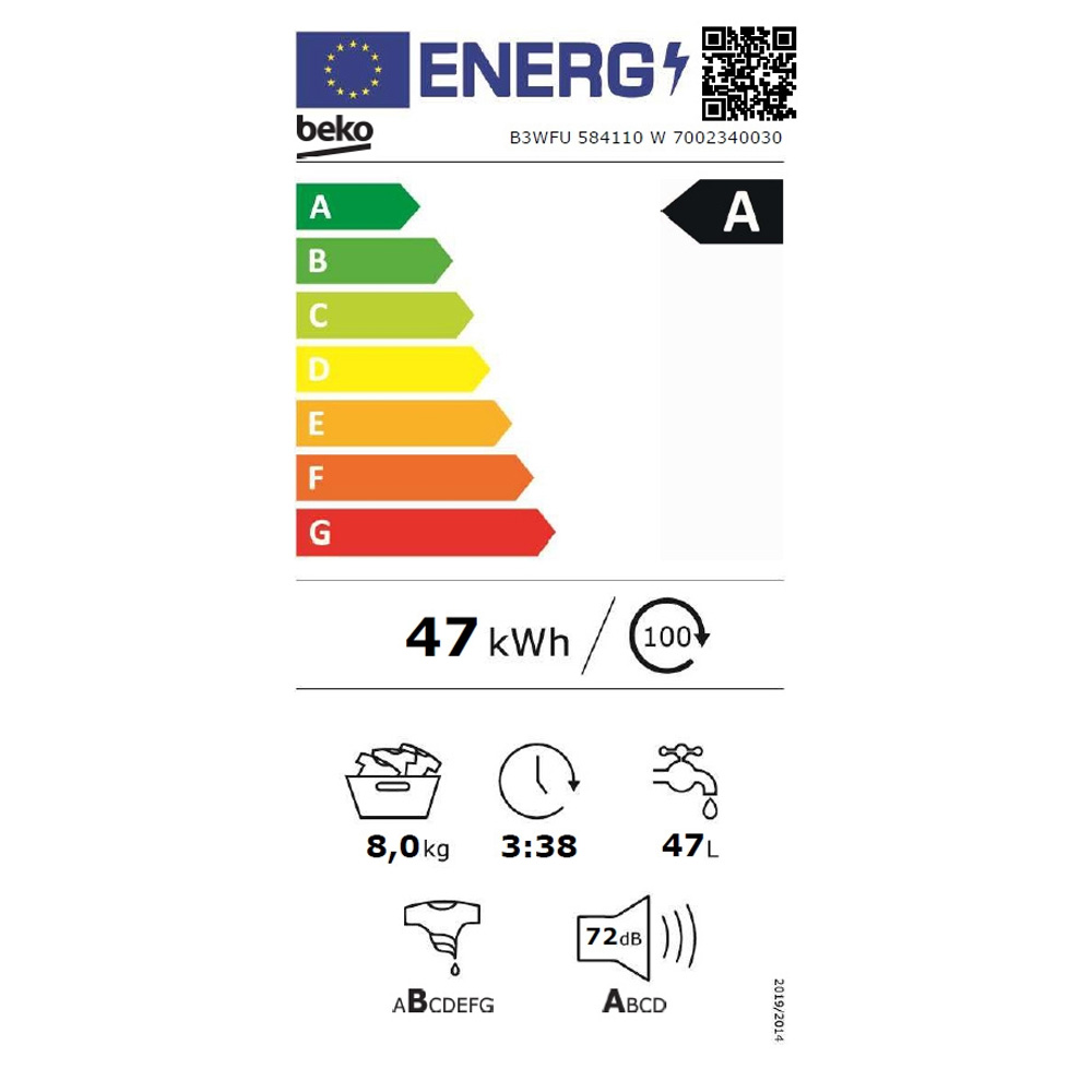 Стиральная машина Beko B3WFU584110W 8 кг / 1400 об/мин / A / Белый photo 5