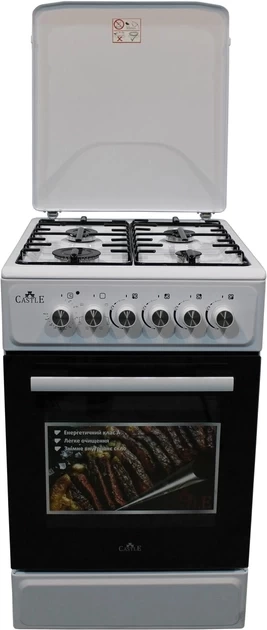 Газовая плита Castle CPG-50W / 4 конфорок / 50 см / Белый photo 1