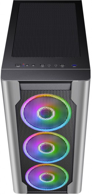 Корпус 1STPLAYER DX / no PSU / Side-Window / 4x140mm / EATX / Silver photo 3