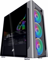 Корпус 1STPLAYER DX / no PSU / Side-Window / 4x140mm / EATX / Silver thumbnav 1