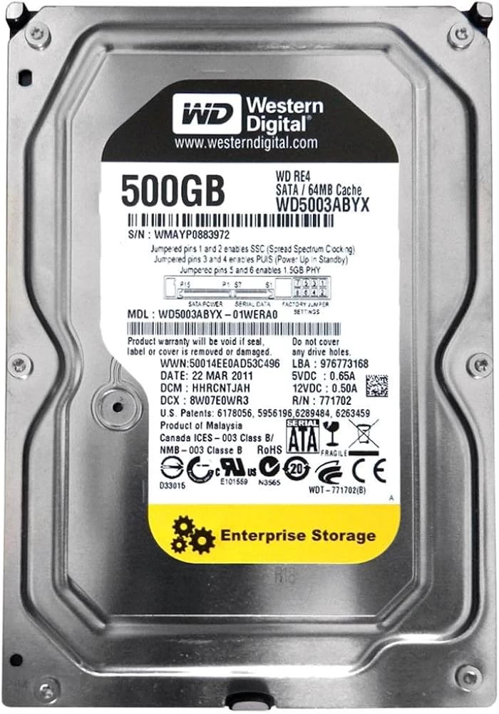 3.5” HDD Western Digital WD5003ABYX Enterprise Storage RE4/ 500GB/ 7200rpm/ 64MB/ SATAII photo 1