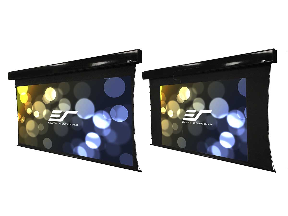 Elite Screens 100"(16:9) 222x125cm VMAX2 Series Electric Screen with IR/Low Voltage 3-way wall box, TopDrop 20cm, Black photo 1