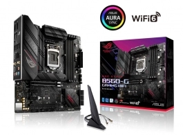 ASUS ROG STRIX B560-G GAMING WIFI, Socket 1200, 10Phases, Intel® B560 (11/10th Gen CPU), Dual 4xDDR4-5000, HDMI, DP, CPU iGPU, 2xPCIe X16 4.0, 6xSATA3, 2xPCIex1, 2xM.2 4.0, S1220A HDA, 2.5GbE LAN, WiFi6, 1xUSB3.2Gen2x2 TypeC, 2xUSB3.2 Gen2(A+C), 2xUSB3.2, 
