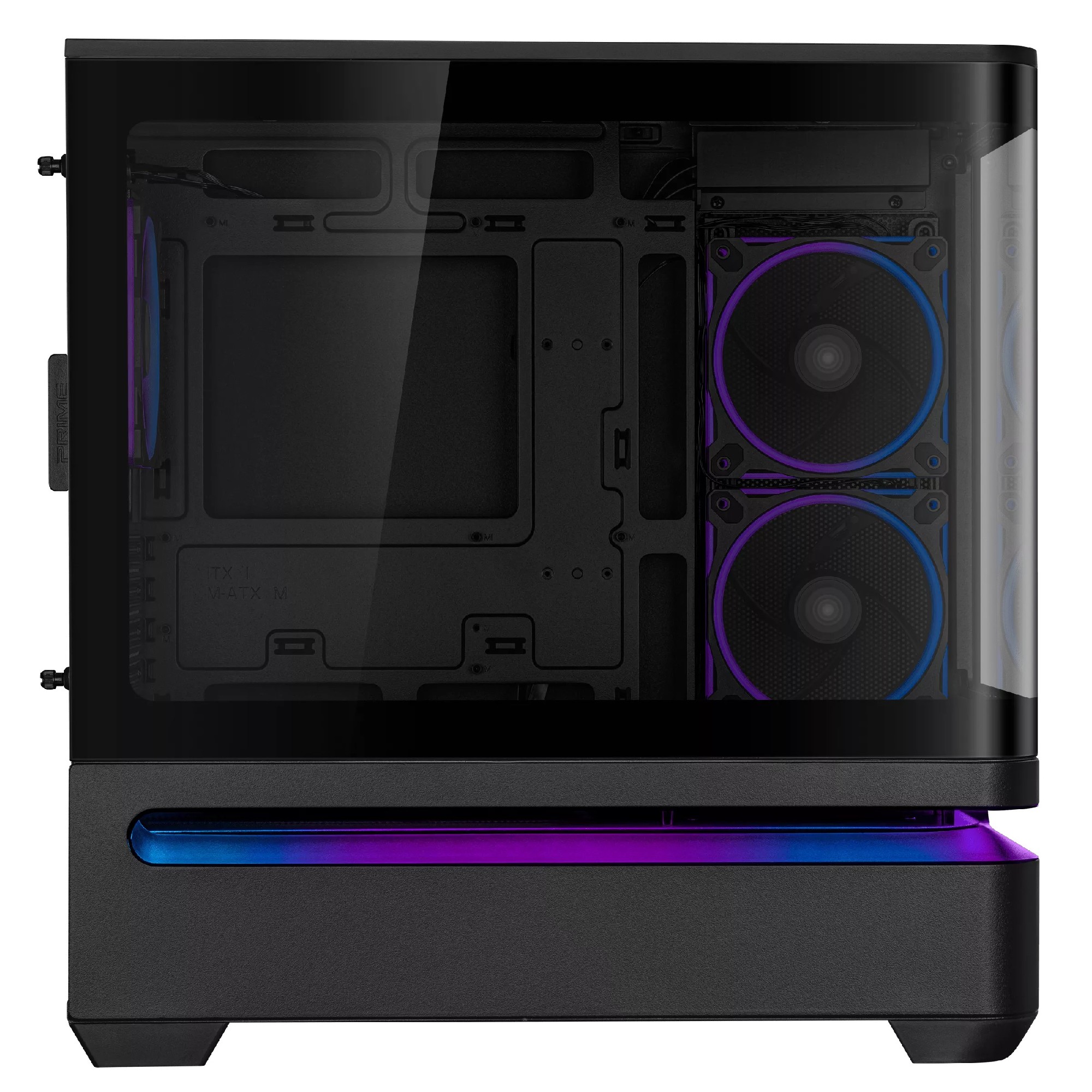 Carcasa ASUS Prime AP202 ARGB Tempered Glass/ noPSU / 3x MR120 ARGB fans/ mATX / Black photo 5