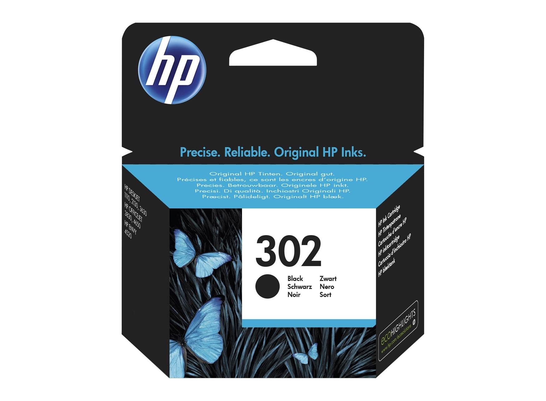 HP 302 (F6U66AE) Black Original Ink Cartridge for HP DeskJet 1110 Printer, HP OfficeJet 3830/3636/5230, HP DeskJet 2130/3636, HP ENVY 4523/4527/4520, 165 p. photo 1
