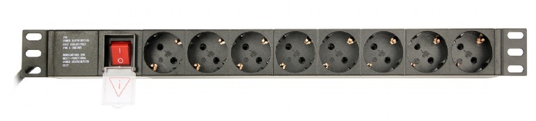 Gembird EG-PDU-014-C14, Power distribution unit (PDU), 8 Schuko sockets, 1U, 16A, C14 plug 3 m cable photo 1
