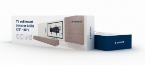 Full-motion TV-Wall Mount for 37 -80”- Gembird ”WM-80ST-02”, allows up to 120 degrees swivel and 20 degrees tilting, max. 60 kg, Distance to wall: 58 - 402 mm, max. VESA 600 x 400, Black thumbnav 4