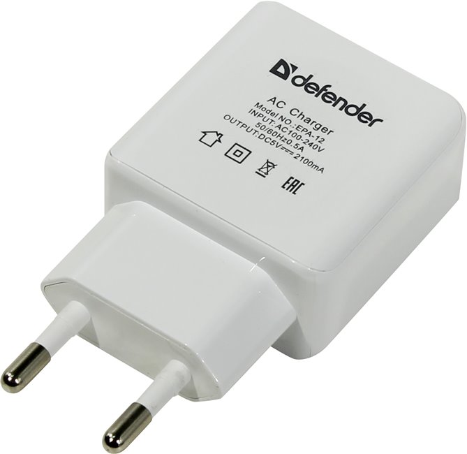 Incarcator pentru telefon mobil Defender EPA-12 2xUSB, 2A photo 1 Incarcator pentru telefon mobil Defender EPA-12 2xUSB, 2A photo 1