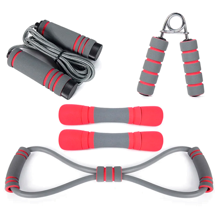 Набор для фитнеса (кистевой эспандер+скакалка+2 гантели+эспандер) Nova Fitness photo Набор для фитнеса (кистевой эспандер+скакалка+2 гантели+эспандер) Nova Fitness photo