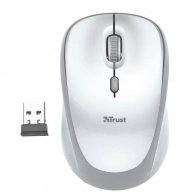 Trust Yvi Wireless Mouse - White, 8m 2.4GHz, Micro receiver, 800-1600 dpi, 4 button, Rubber sides for comfort and grip, USB 