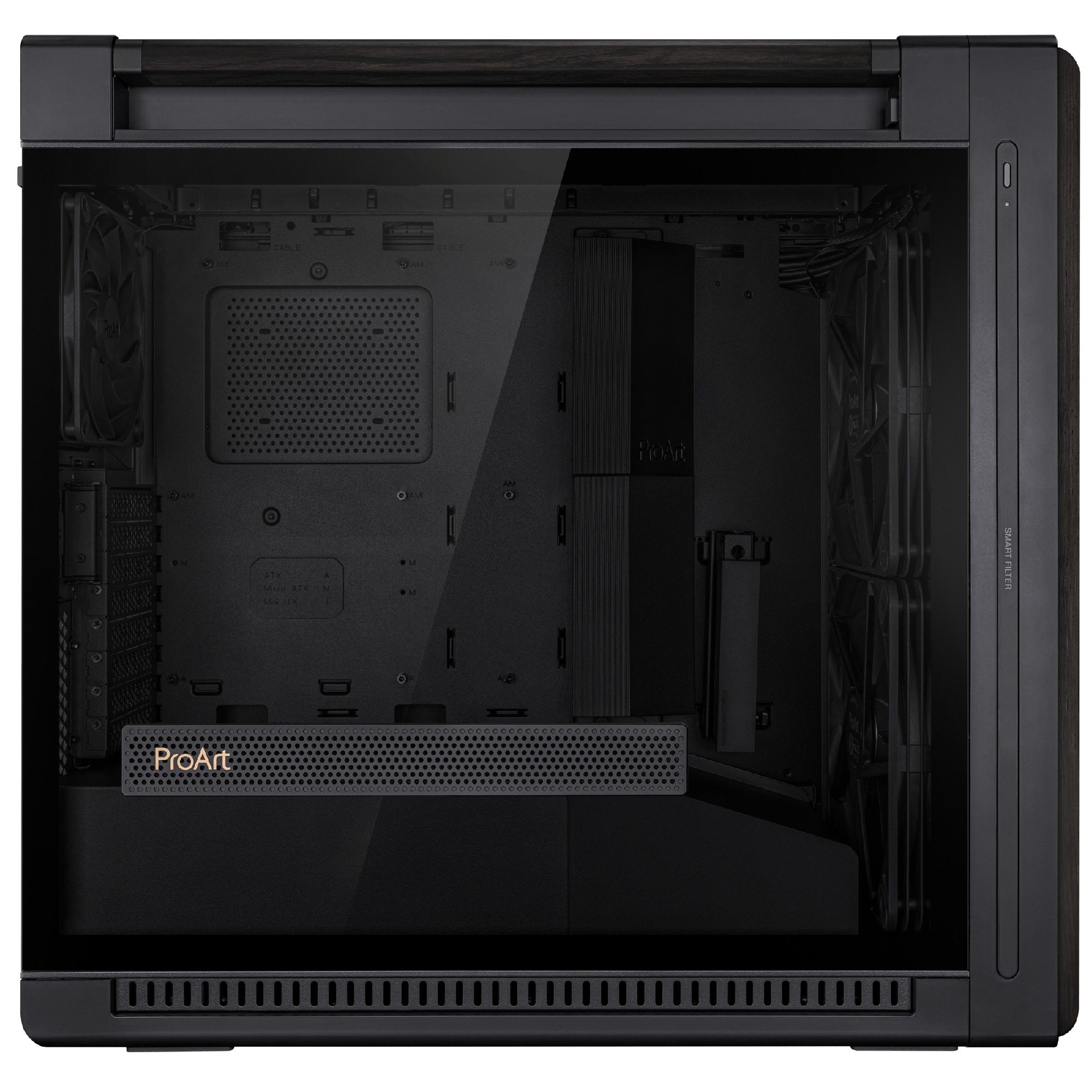 Carcasa ASUS ProArt PA602 Wood Edition- Glass Panel/ no PSU / 2x220mm, 1x140mm fan/ EATX/ Black photo 5