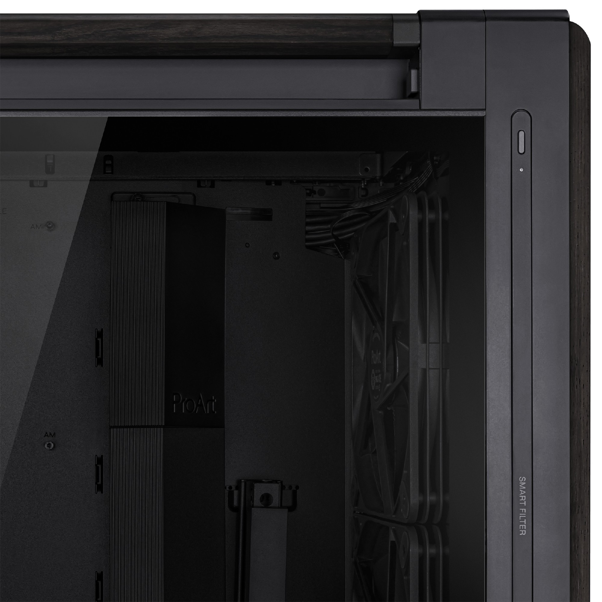 Carcasa ASUS ProArt PA602 Wood Edition- Glass Panel/ no PSU / 2x220mm, 1x140mm fan/ EATX/ Black photo 7