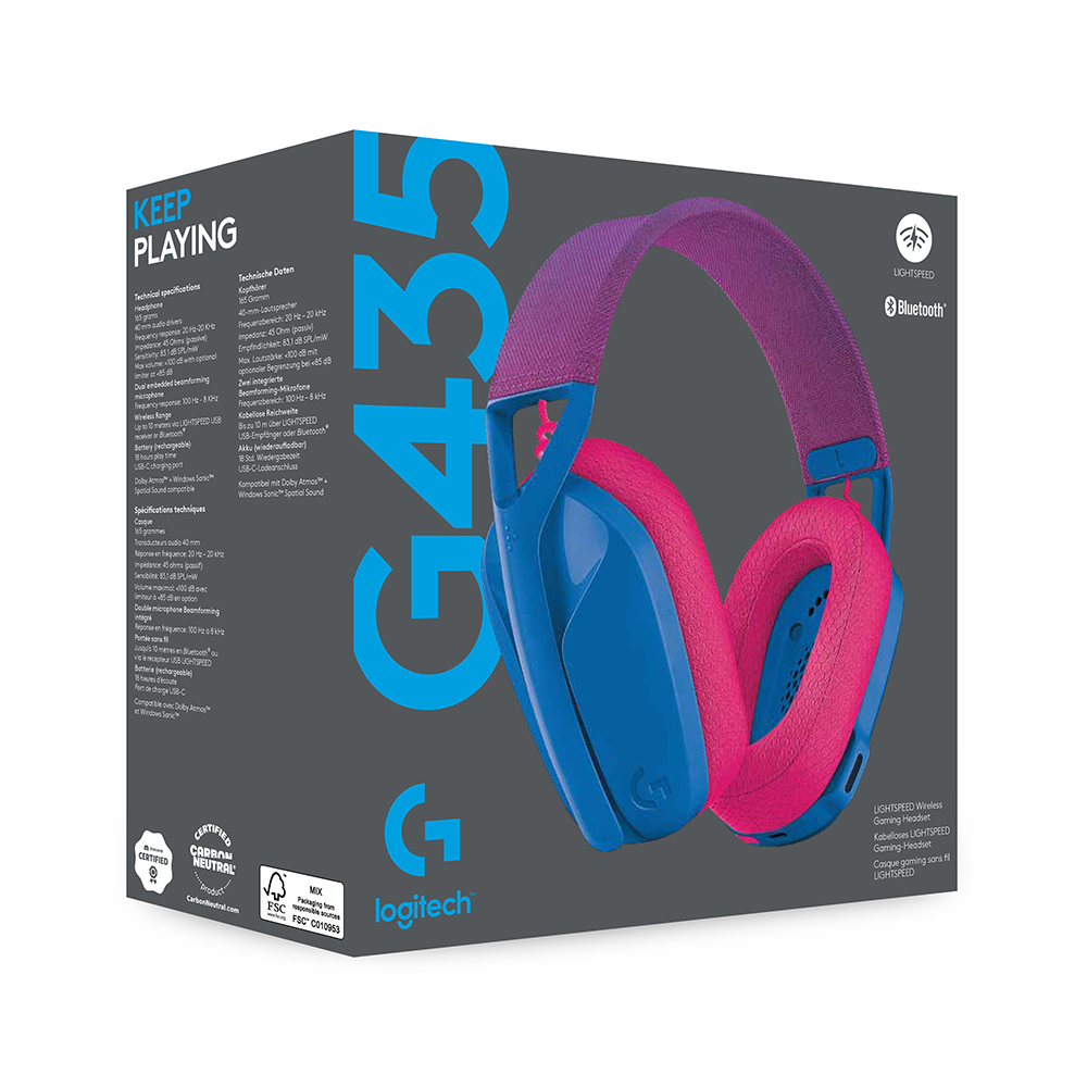 Casti Logitech Gaming G435 LIGHTSPEED Wireless, Blue photo 4