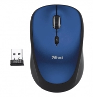 Trust Yvi Wireless Mouse - Blue, 8m 2.4GHz, Micro receiver, 800-1600 dpi, 4 button, Rubber sides for comfort and grip, USB 