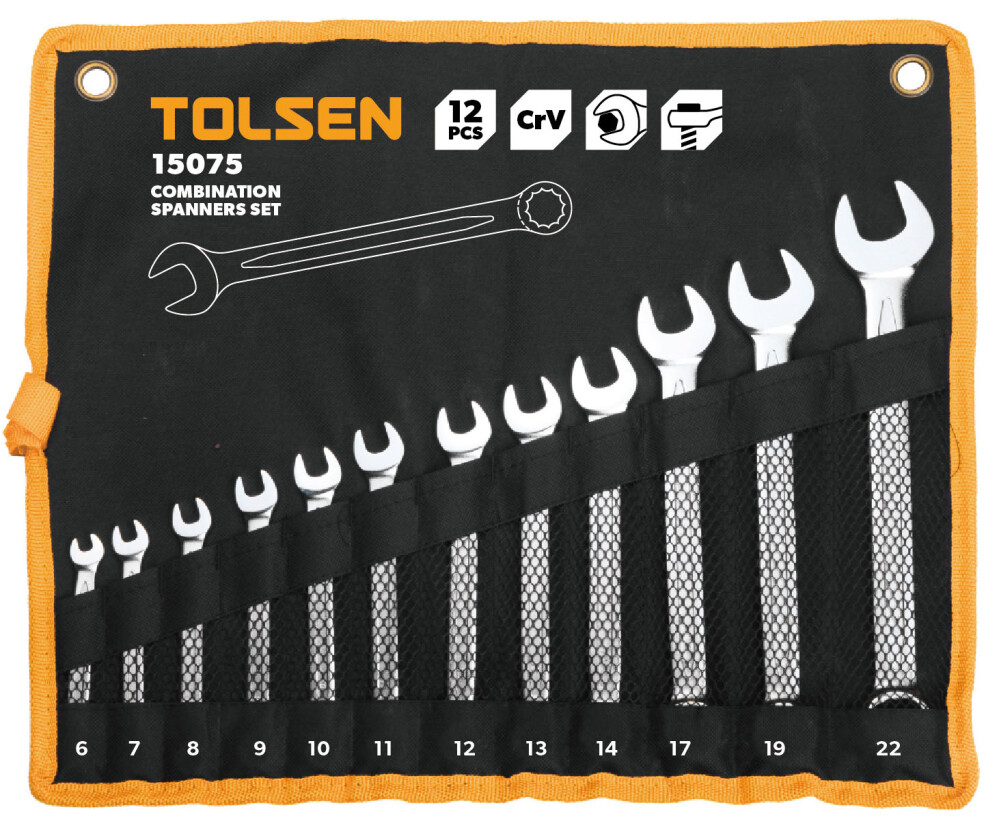 Set de 12 chei combinate 6-22mm Tolsen photo 1 Set de 12 chei combinate 6-22mm Tolsen photo 1