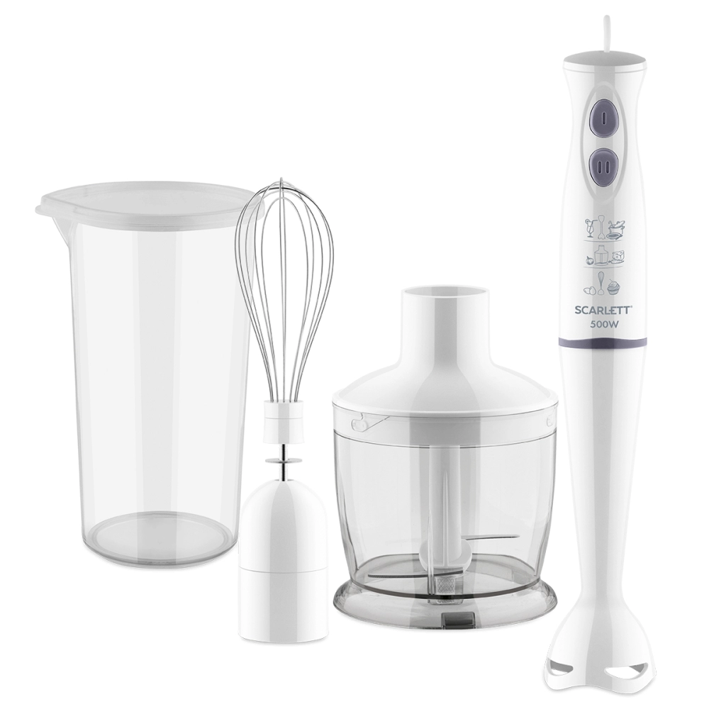 Blender Scarlett SC-HB42F14, 6 ml, 5 W, 2 trepte viteza, Alb photo 1