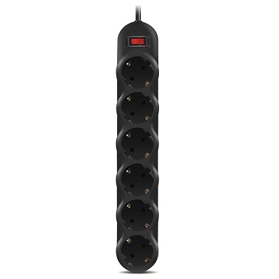 Surge Protector SVEN SF-06L, 6 Sockets, 1.8m, Black photo 1