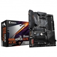 GIGABYTE B550 AORUS Elite AX V2, Socket AM4, AMD B550, 12+2Phases, Dual 4xDDR4-4733, APU AMD graphics, HDMI, DP, 3xPCIe 4.0 X16, 4xSATA3, RAID, 2xM.2PCIe 4.0, 1xPCIeX1, ALC1220 HDA, SPDIF, 2.5GbE LAN, WiFi6/BT, 3xUSB3.2 Gen2(1С+2А), 5xUSB3.2, RGB Fusion2. 