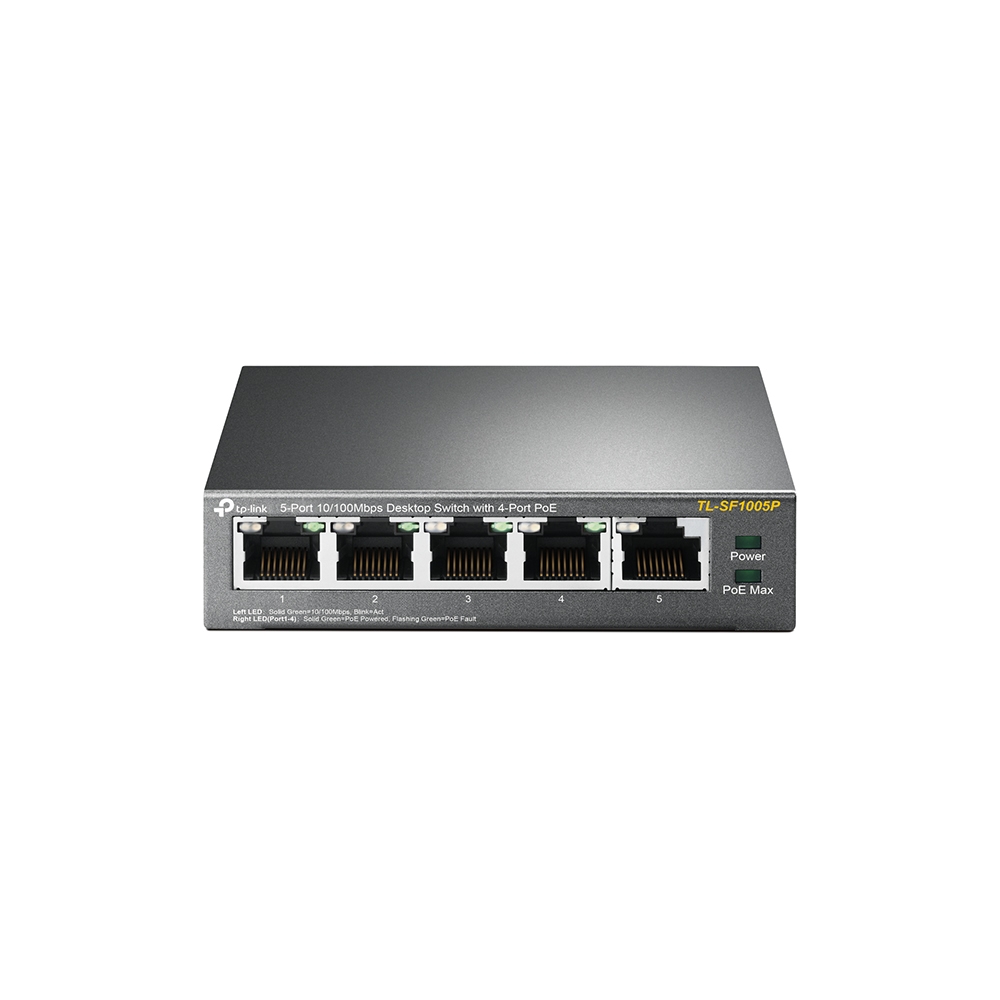TP-LINK TL-SF1005P 5-port 10/100M PoE Switch, 5 10/100M RJ45 ports including 4 PoE ports, 58W, steel case photo 1