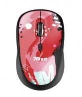 Trust Yvi Wireless Mouse - Red Brush, 8m 2.4GHz, Micro receiver, 800-1600 dpi, 4 button, Rubber sides for comfort and grip, USB 