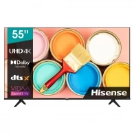 55" LED TV Hisense 55A6BG, Black (3840x2160 UHD, MR 120Hz, SMART TV (VIDAA OS), 3 x HDMI2.0, 2 x USB, Wi-Fi (2.4GHz+5GHz), DVB-T/T2/C/S2, Speakers 2 x 7W Dolby Audio, VESA 200x300, 11.5 Kg) 