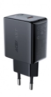 USB Charger  ACEFAST A1, Single port, USB-C, PD3.0 20W, Total output: 20W, QC3.0, Black 