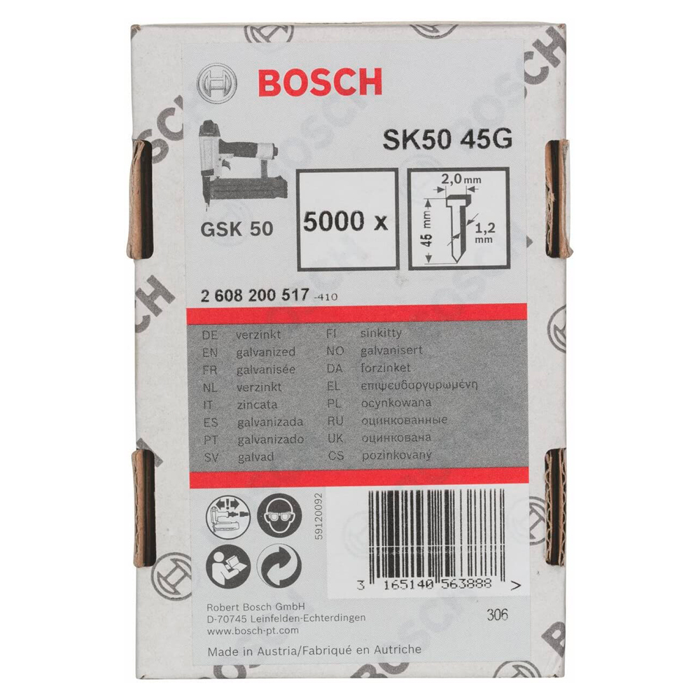 Набор штифтов с потайной головкой Bosch 5000- 1.2x45 mm, 2608200517 Сталь  photo 1