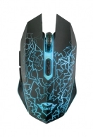 Trust Gaming Mouse GXT 107 Izza Wireless, Micro receiver, 800-2400 dpi, 6 buttons and unique LED light design, Rubberized top cover for a firm grip, Black 