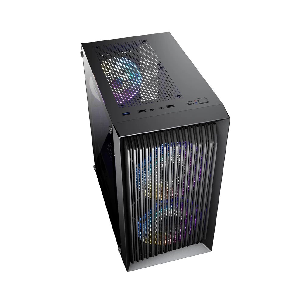 Carcasa 1STPLAYER BS-2 / no PSU / Side-Window / 3x120mm / mATX / Black photo 2