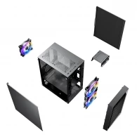 Carcasa 1STPLAYER BS-2 / no PSU / Side-Window / 3x120mm / mATX / Black thumbnav 8