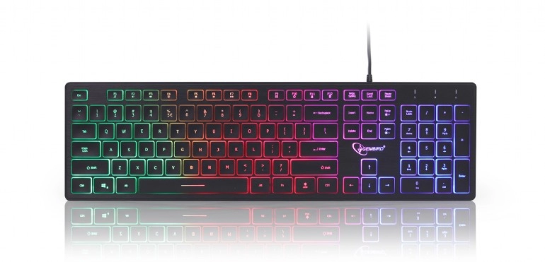 Gembird KB-UML-01 "Rainbow" backlight multimedia keyboard, black, US layout photo 1