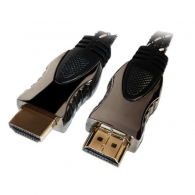 Cable HDMI 2m - Brackton(Zignum) ”Prime” K-HDE-FKR-0200.BG, 2 m, High Speed HDMI® Cable with Ethernet, male-male, 99,99% OFC oxygen free copper, up to 2160p 2Kx4K, 3D capable, with 24k gold plated contacts, triple shielded, 2 ferrites, nylon sleeve thumbnav 1