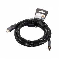 Cable HDMI 2m - Brackton(Zignum) ”Prime” K-HDE-FKR-0200.BG, 2 m, High Speed HDMI® Cable with Ethernet, male-male, 99,99% OFC oxygen free copper, up to 2160p 2Kx4K, 3D capable, with 24k gold plated contacts, triple shielded, 2 ferrites, nylon sleeve thumbnav 2