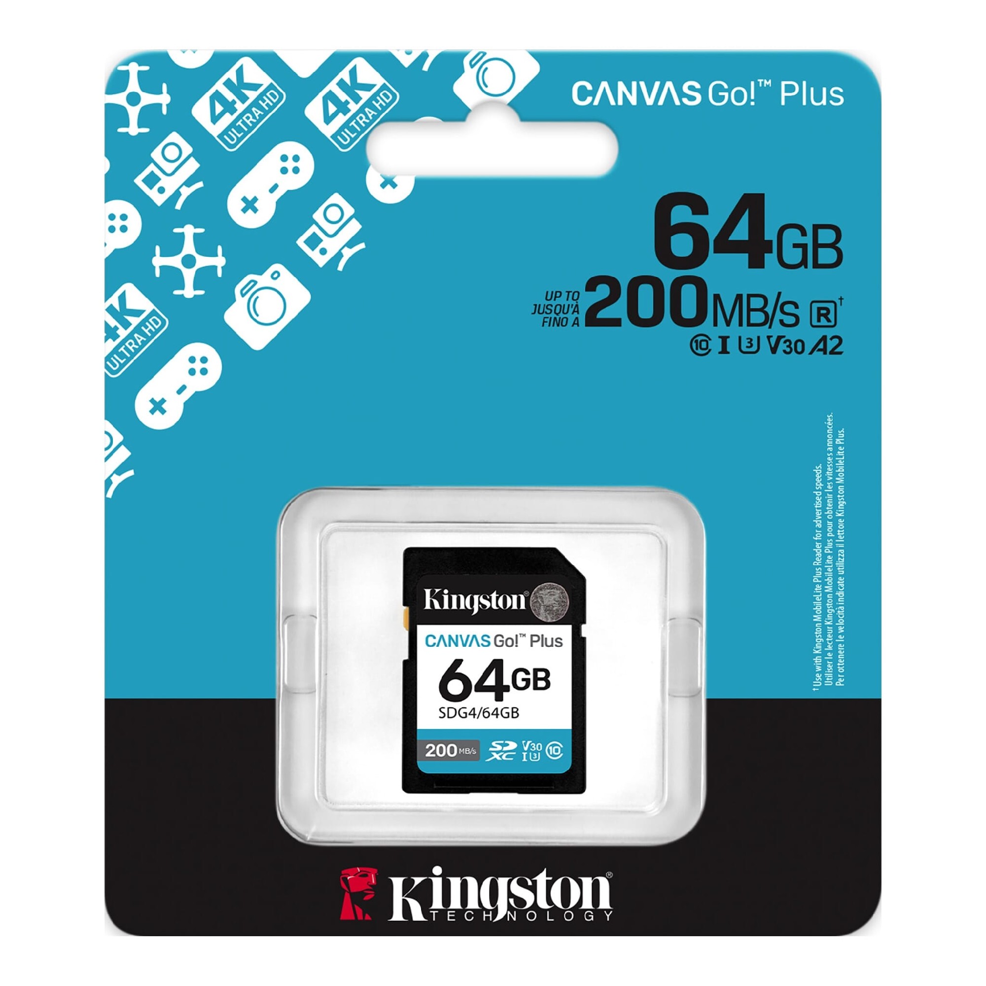 Card de memorie SD 64GB Kingston Canvas Go! Plus G4, 200/160MB/s photo 3