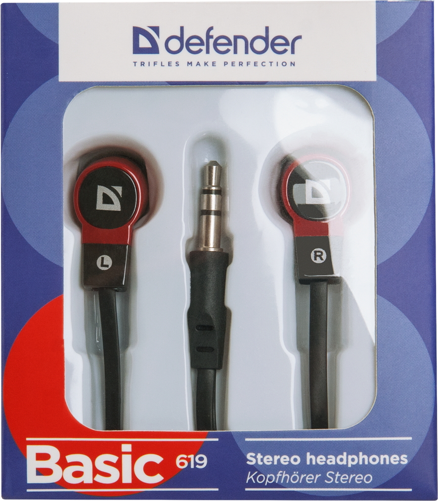 Căști Defender Basic 619 Negru cu rosu Cu fir / Home and Office / Negru cu rosu photo 3