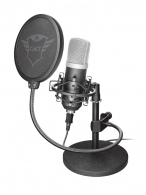 Trust Gaming GXT 252 Emita Streaming Microphone, USB connection, Including heavy weight metal stand, high-end shock mount and large, double-screen pop filter, aluminum flightcase for safe storage, 1.8m USB cable 