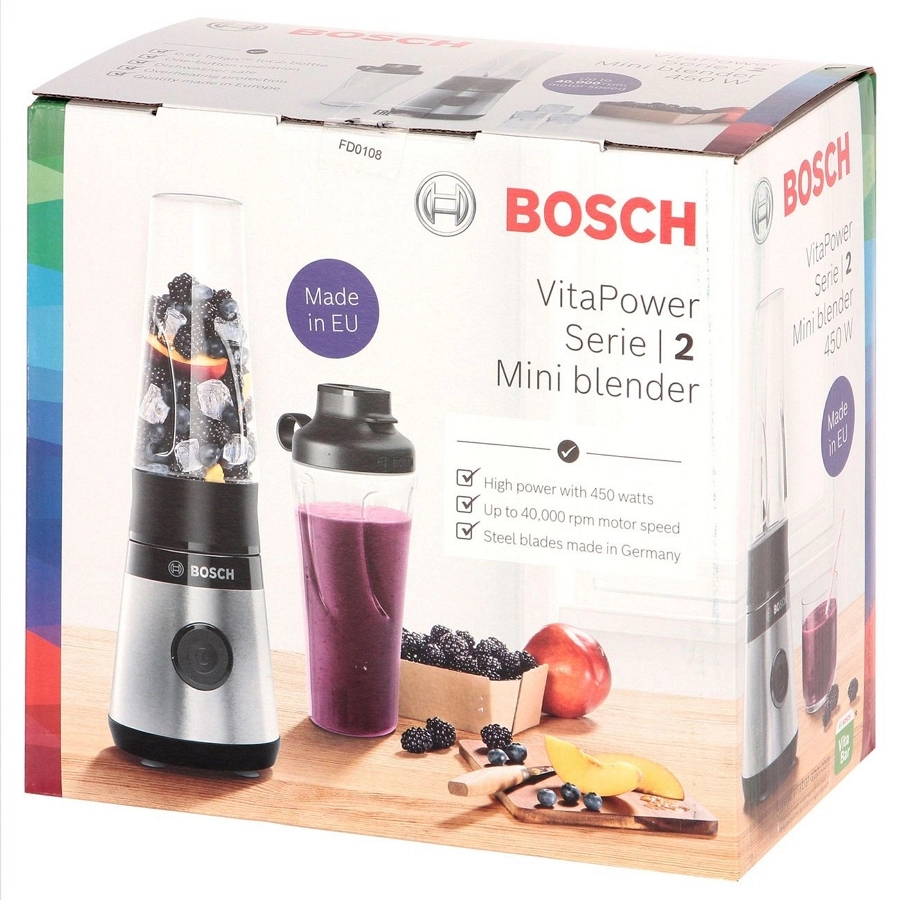 Блендер Cтационарный Bosch MMB2111S Серебристый / 1 скоростей / мл photo 3