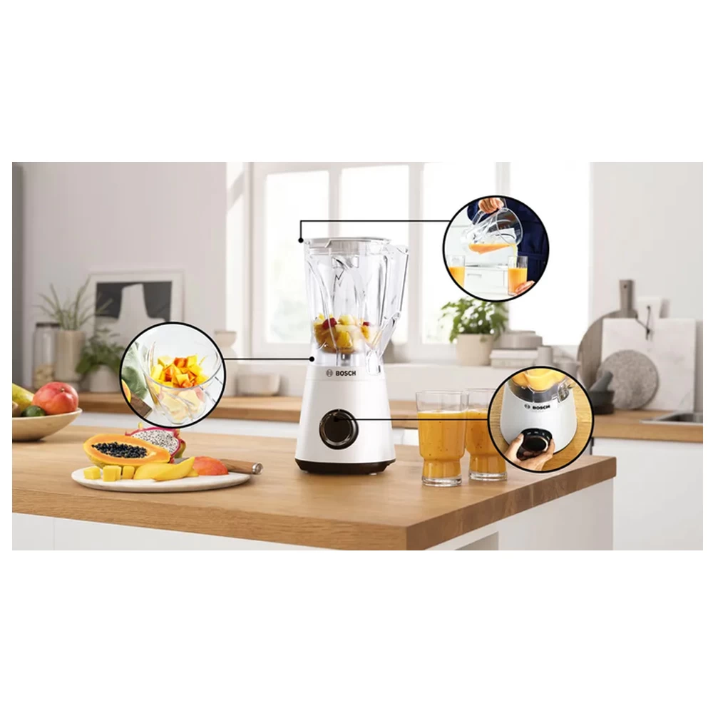 Блендер Cтационарный Bosch MMB6141W Белый / 2 скоростей / мл photo 4