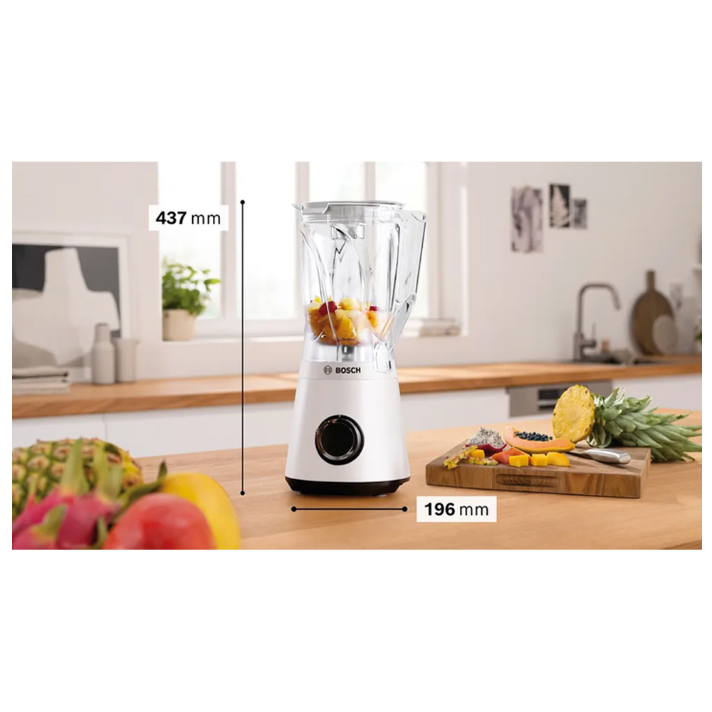 Блендер Cтационарный Bosch MMB6141W Белый / 2 скоростей / мл photo 5