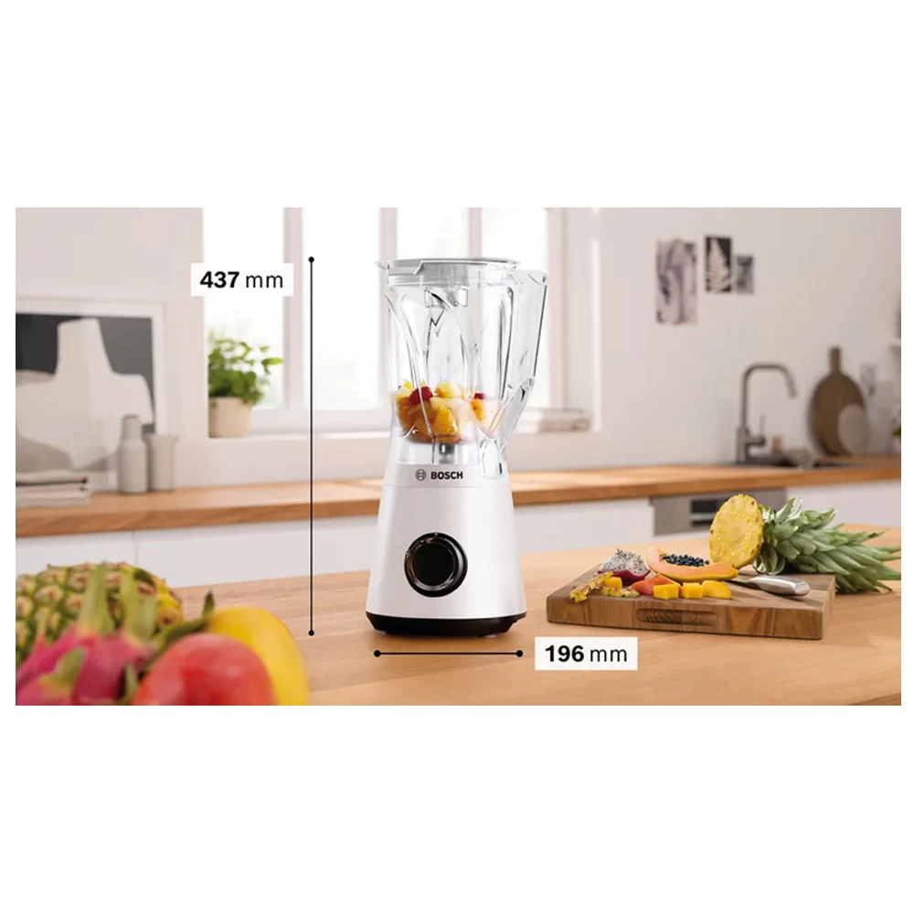 Блендер Cтационарный Bosch MMB6141W Белый / 2 скоростей / мл photo 5