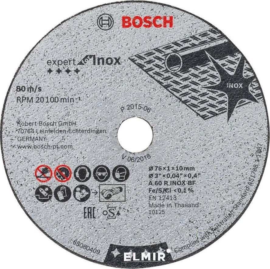 Отрезной круг, прямой, Expert for Inox Bosch 76x1.0x10mm,2608601520 photo 1