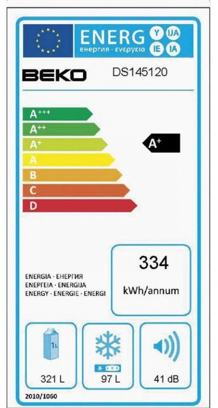 Frigider cu doua usi Beko DS145120 / 418 l / 185 cm / A+ / Alb photo 2