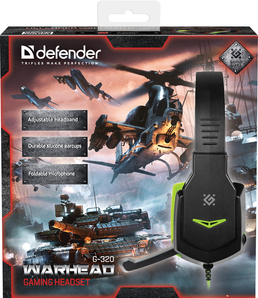 Căști Defender Warhead Negru cu verde Cu fir / Gaming / Negru cu verde photo 5