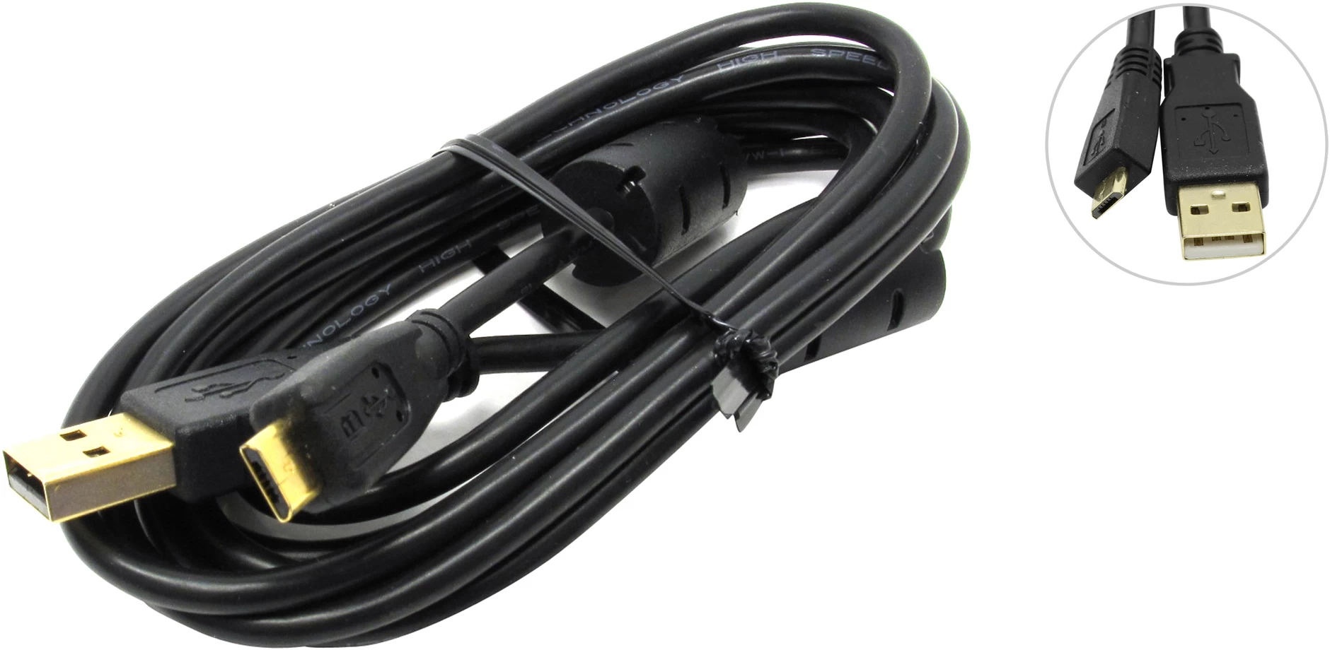 Cablu USB-A - Micro USB Defender USB08-06pro 1.8 /1.8m /Negru photo 1