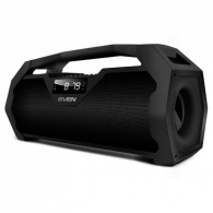 SVEN PS-470 Black, Bluetooth Portable Speaker, 18W RMS, Support for iPad & smartphone, Bluetooth, LED display, FM tuner, USB & microSD, built-in lithium battery -1800 mAh, tracks control, AUX stereo input, Headset mode, USB or 5V DC power supply thumbnav 1