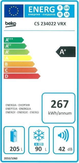 Frigider cu doua usi Beko CS234022 / 340 l / 186 cm / A+ / Alb photo 2