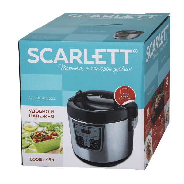 Multifierbator Scarlett SCMC410S22 / 5 l si mai mult / 860 / 11 programe / Argintiu cu negru photo 5