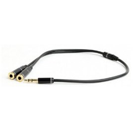 Audio cable 3.5mm - 0.2 m - Cablexpert CCA-417M, 3.5mm 4-pin plug to 3.5mm stereo + microphone sockets adapter cable, allows connecting standard headsets and microphones to tablets, netbooks, ultrabooks etc., Black photo 1