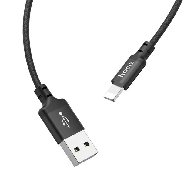 Cable  USB to Lightning   HOCO “X14 Times speed”,  2m,  Black, up to 2.0A, Charging Data Cable, Outer material: PVC photo 2