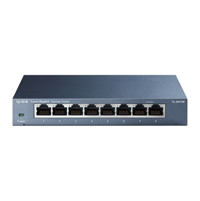 TP-LINK TL-SG108  8-port Gigabit Switch, Black, 8 10/100/1000M RJ45 ports, steel case, QoS, IGMP Snooping photo 1
